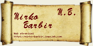 Mirko Barbir vizit kartica